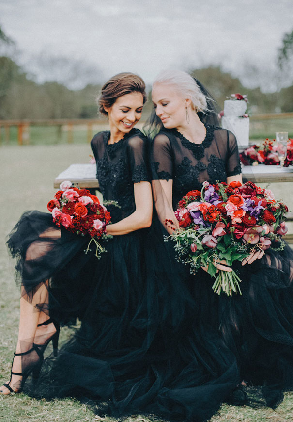 black-wedding-dress-red-flowers-white-horse-floral-crown9