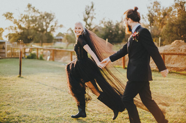 cool-black-wedding-dress-red-flowers-white-horse-floral-crown49